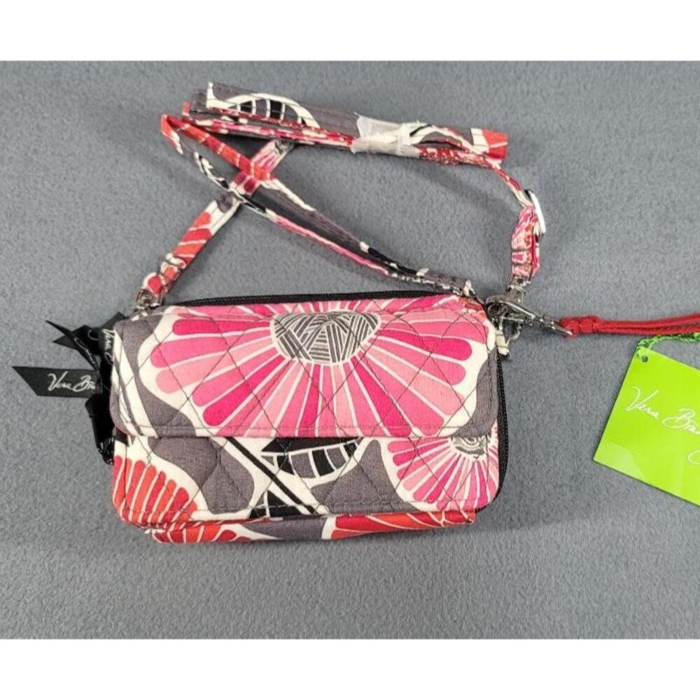 Vera Bradley All in One Crossbody Wallet Wristlet Cherry Blossom Pattern